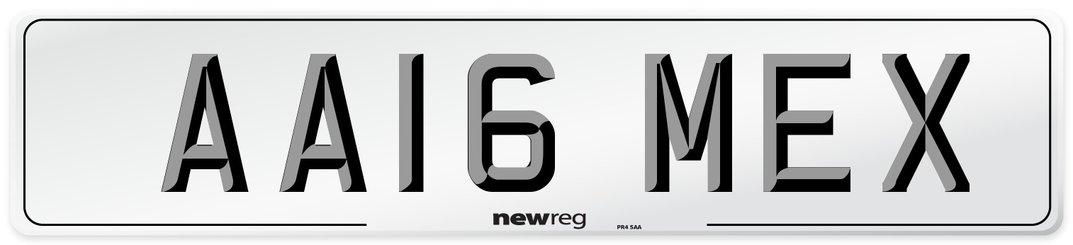 AA16 MEX Number Plate from New Reg
